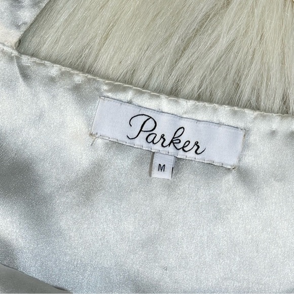 Revolve PARKER Justina Silk Silver Rhinestone Beaded Halter Tank Top Racerback - Picture 6 of 7